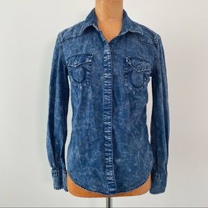 True Religion denim button front long sleeve shirt